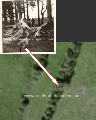 Historische Aufnahme einer Flugzeugabsturzstelle